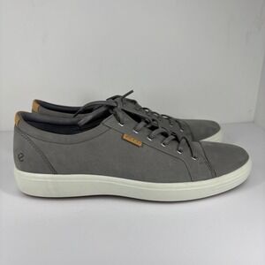 Ecco Soft 7 Sneaker Gray Leather Low Top Casual Comfort Shoes Mens Size 11.5